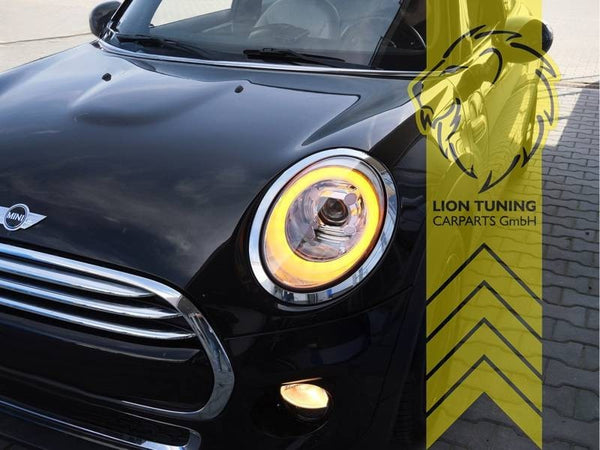 LT 2026 LED DRL Lightbar Halo Ring Headlights Mini F55 F56 F57 JCW Black LHD