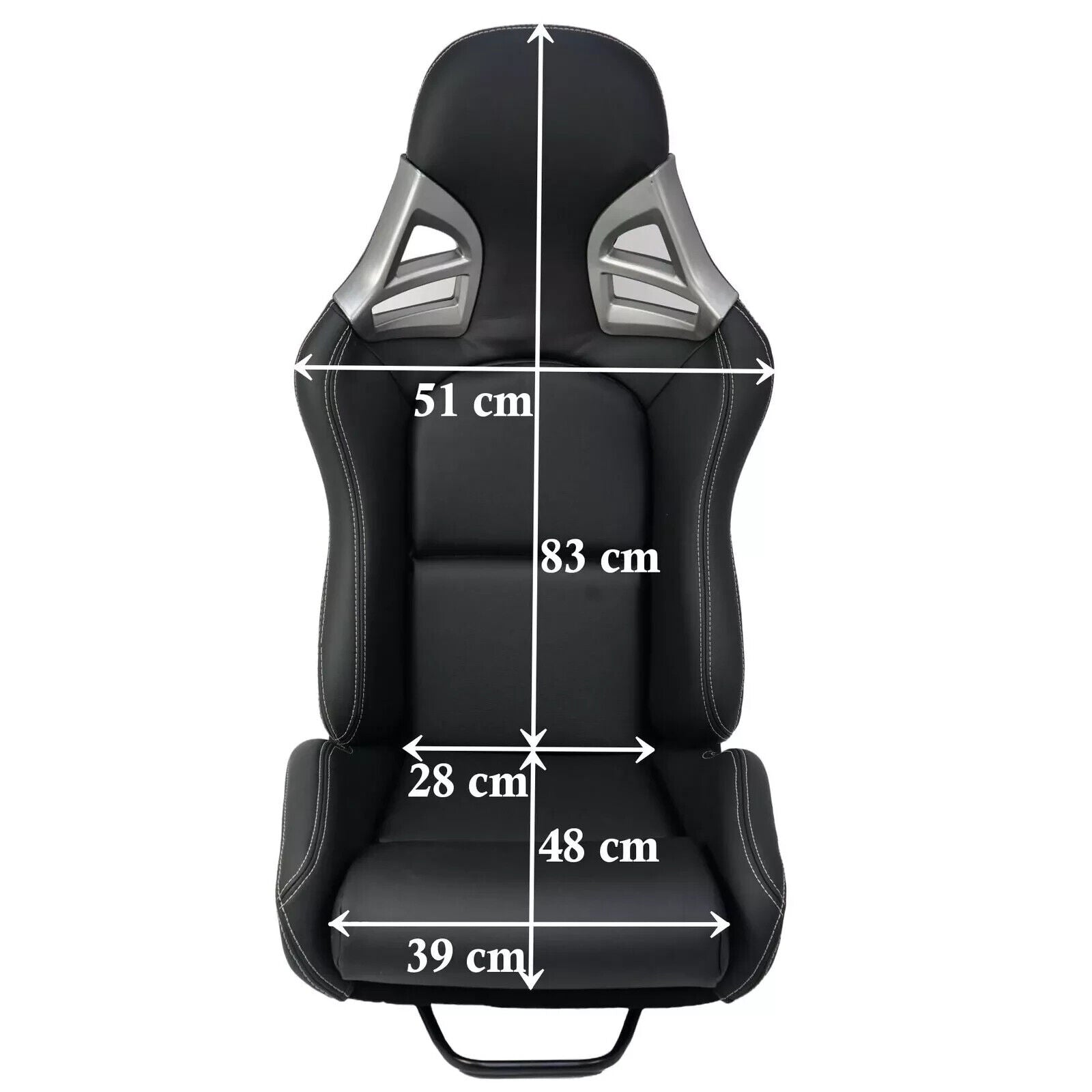 Aftermarket Universal Bucket Seat with Carbon Back - Porsche Style for Boxster Cayman 911 GT3 GT4 - Black Synthetic Leather