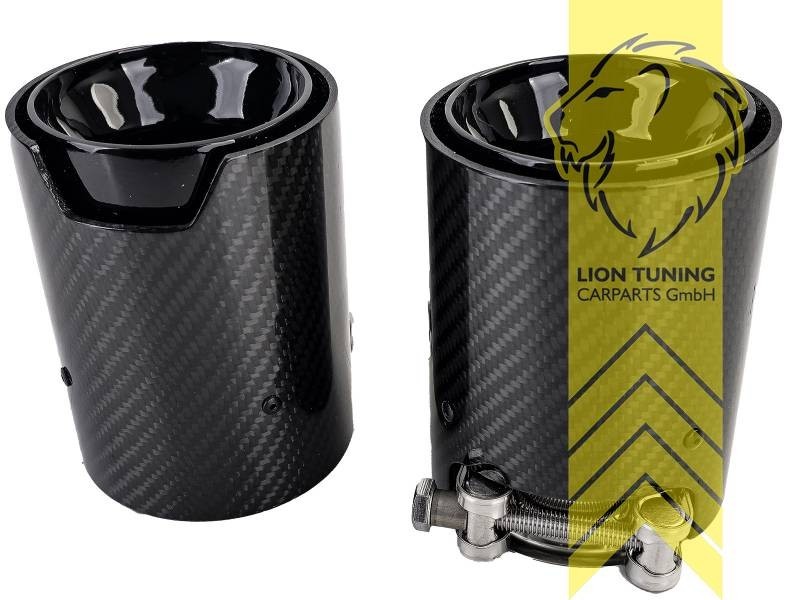 LT 2x Universal Stainless Carbon Exhaust Tailpipe Trim 90mm Silencer Finish Tips