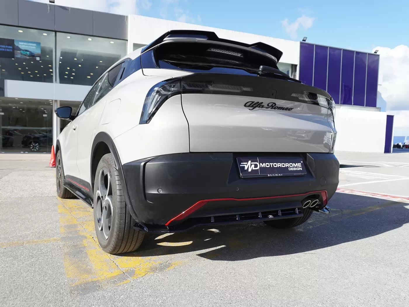 Motordrome Rear Bumper Diffusor Splitter Alfa Romeo Junior 24+ Glossy Black
