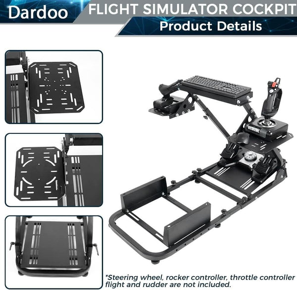 DD Plane Game Flight Sim Simulator Cockpit Frame Rig for Seat Wheel Pedals Xbox PS PC Console F1 with seat mount