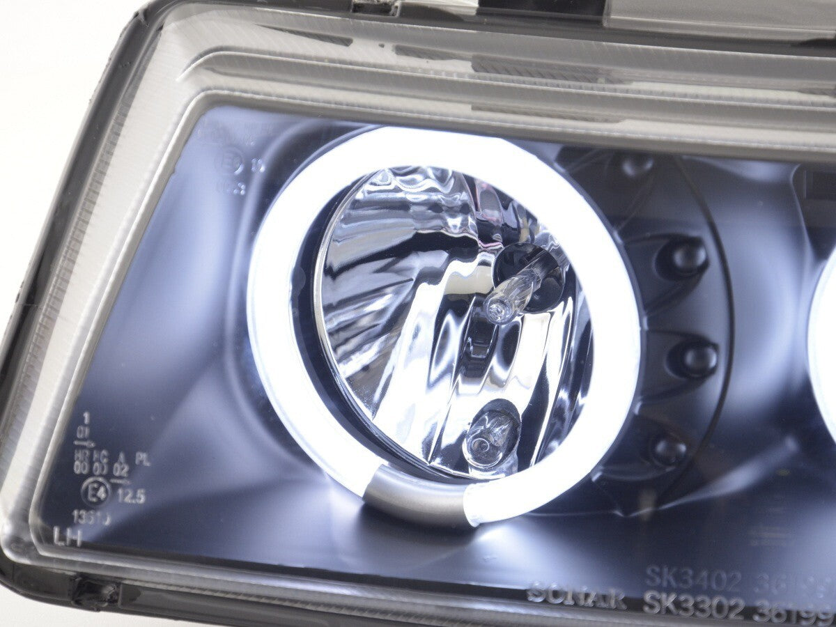 FK Pair LED DRL Lightbar Halo Ring Headlights CCFL Seat Leon 1M 99-06 black LHD