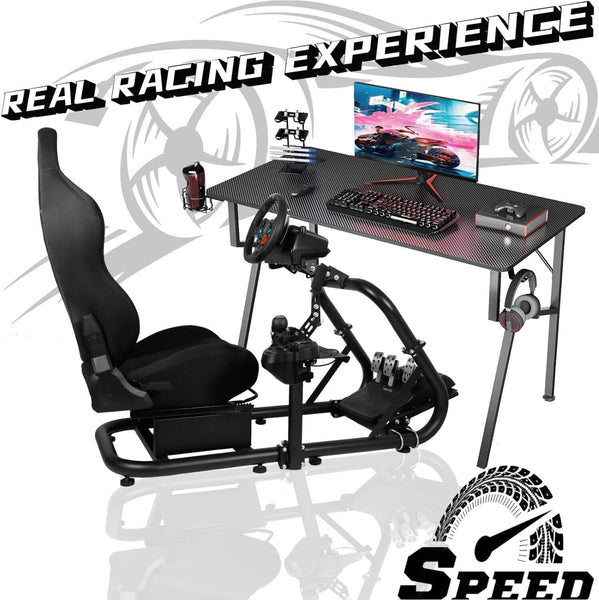 HIGH-END Driving Game Sim Racing Frame & Seat Wheel Pedals Xbox PS PC Console F1