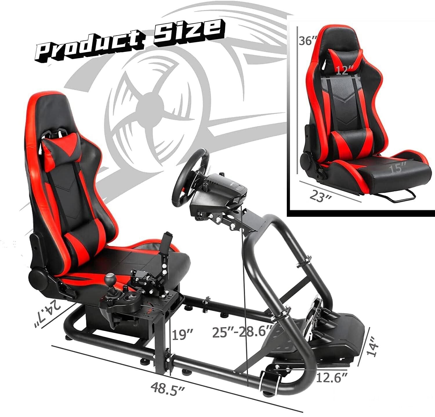 HIGH-END Driving Game Sim Racing Frame & Seat Wheel Pedals Xbox PS PC Console F1