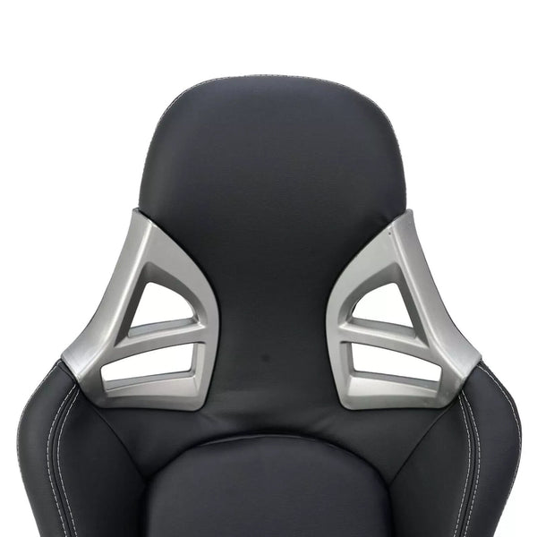 Aftermarket Universal Bucket Seat with Carbon Back - Porsche Style for Boxster Cayman 911 GT3 GT4 - Black Synthetic Leather