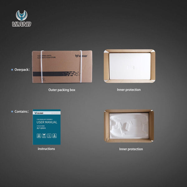 VLAND 07-17 Jeep Wrangler JK Dual Beam Lightbar LED DRL Halo Ring Headlights