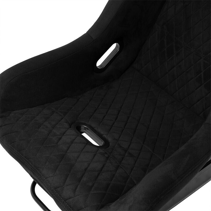 x2 Autostyle Black Suede Sports Car Bucket Seats fibreglass back-rest UK STOCK