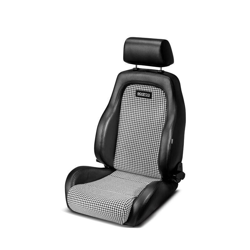Sparco Sport Seat GT - Black Skai + Black White Retro Microfibre - Reclinable