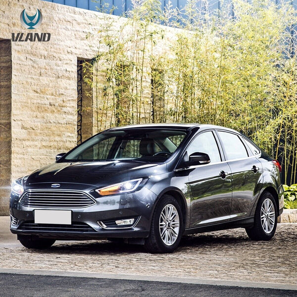 VLAND 15-18 Ford Focus 3 MK3 FL Lightbar DYNAMIC LED DRL Headlights Dual Beam