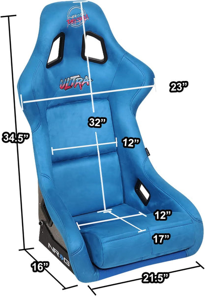 UK STOCK NRG PRISMA x1 Universal Sports Bucket Seat Blue Alcantara LARGE FB
