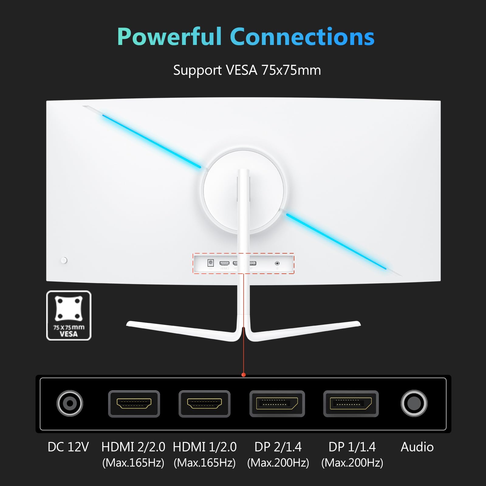 Z-Edge 34 Inch Curved Gaming Monitor Ultrawide 165Hz(DP) 100Hz(HDMI) 1ms MPRT 21:9 3440x1440 WQHD R1500 Curved Screen, Tilt/Swivel/Height Adjustable, FreeSync, HDMI, DisplayPort