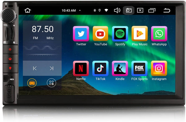 8-Core 4GB RAM 64GB ROM Double Din Android 12 Car Stereo Sat Nav Head Unit Wireless CarPlay Wired Android Auto DAB+ Car Radio Bluetooth DSP WIFI 4G GPS OBD2 TPMS DVR USB RDS