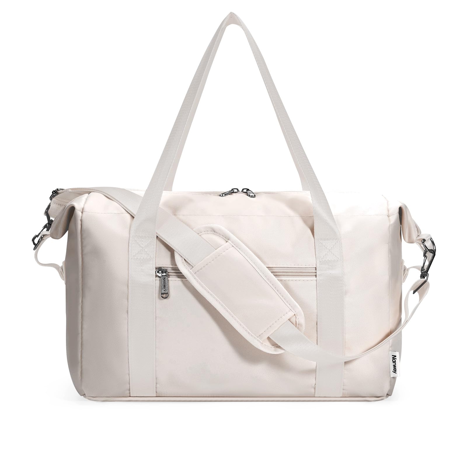 Narwey for Ryanair Cabin Bag 40x20x25 Underseat Ryan Air Bag Foladble Travel Duffel Hospital Carry on Hand Luggage Holdall Weekend Overnight Bag for Women and Men 20L (Beige with Green Straps)