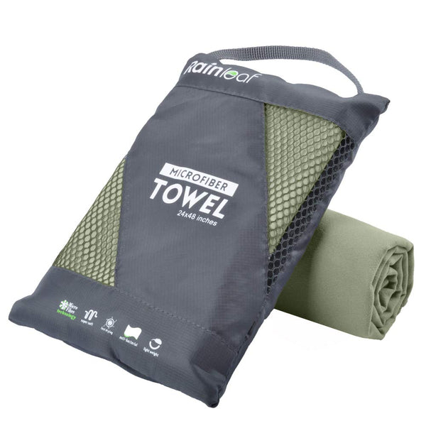 Rainleaf Microfiber Towel Perfect Travel & Gym & Camping Towel. Quick Dry - Super Absorbent - Ultra Compact - Lightweight. Suitable for Trip, Beach,