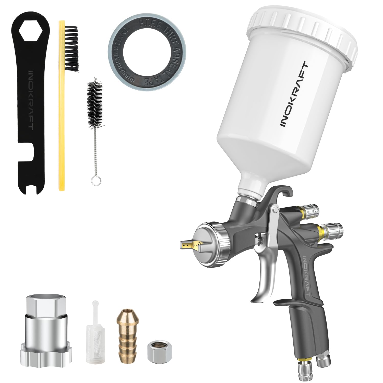 InoKraft D1 LVLP Air Spray Gun Premium Kit, Easy to Use, Paint Gun for Cars & House DIY Painting, 1.3/1.5/1.7mm Nozzles, with Paint Sprayer Accessories