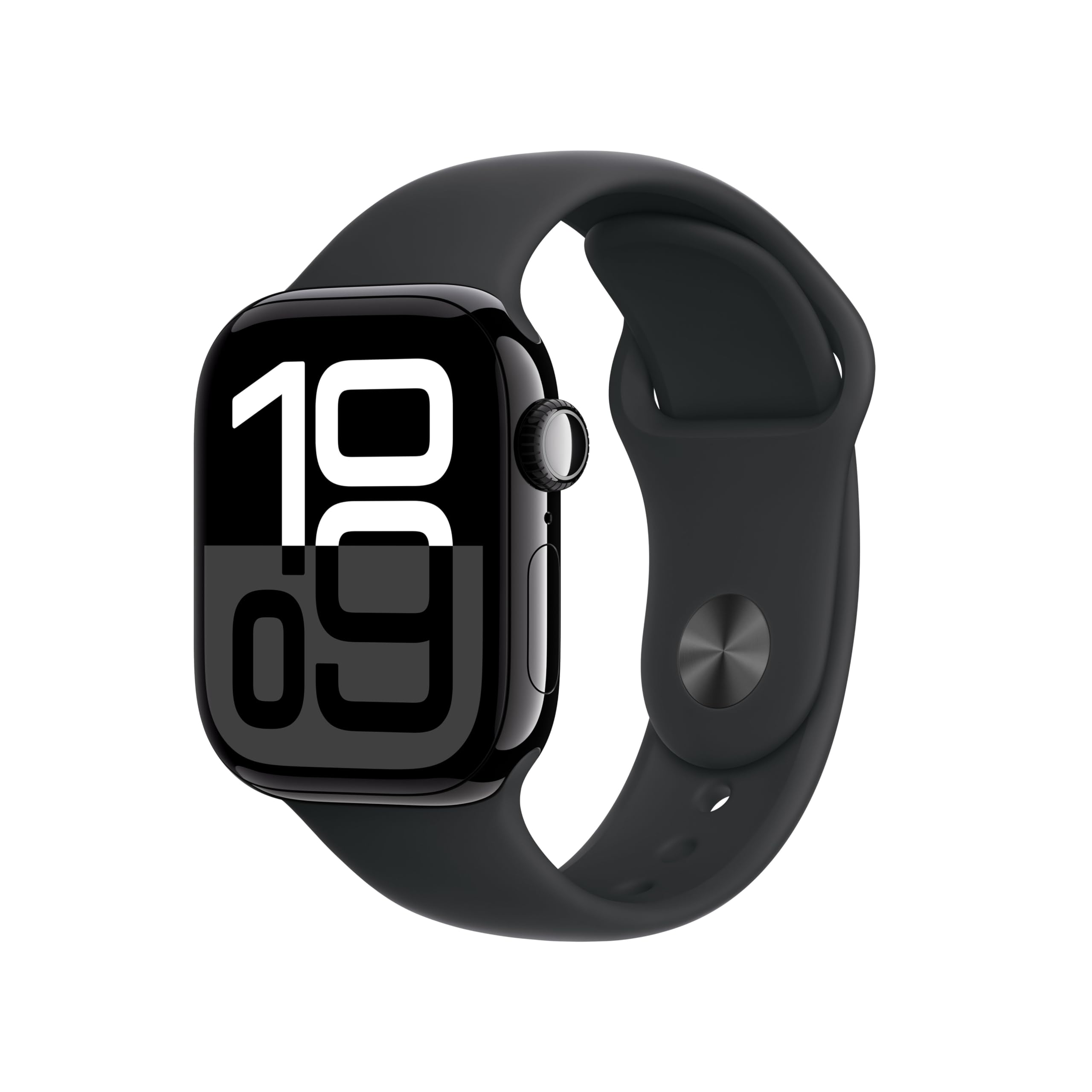 Apple Watch Series 10 GPS 42 mm Smartwatch with Jet Black Aluminium Case with Black Sport Band - M/L. Fitness Tracker, ECG App, Always-On Retina Display, Water Resistant