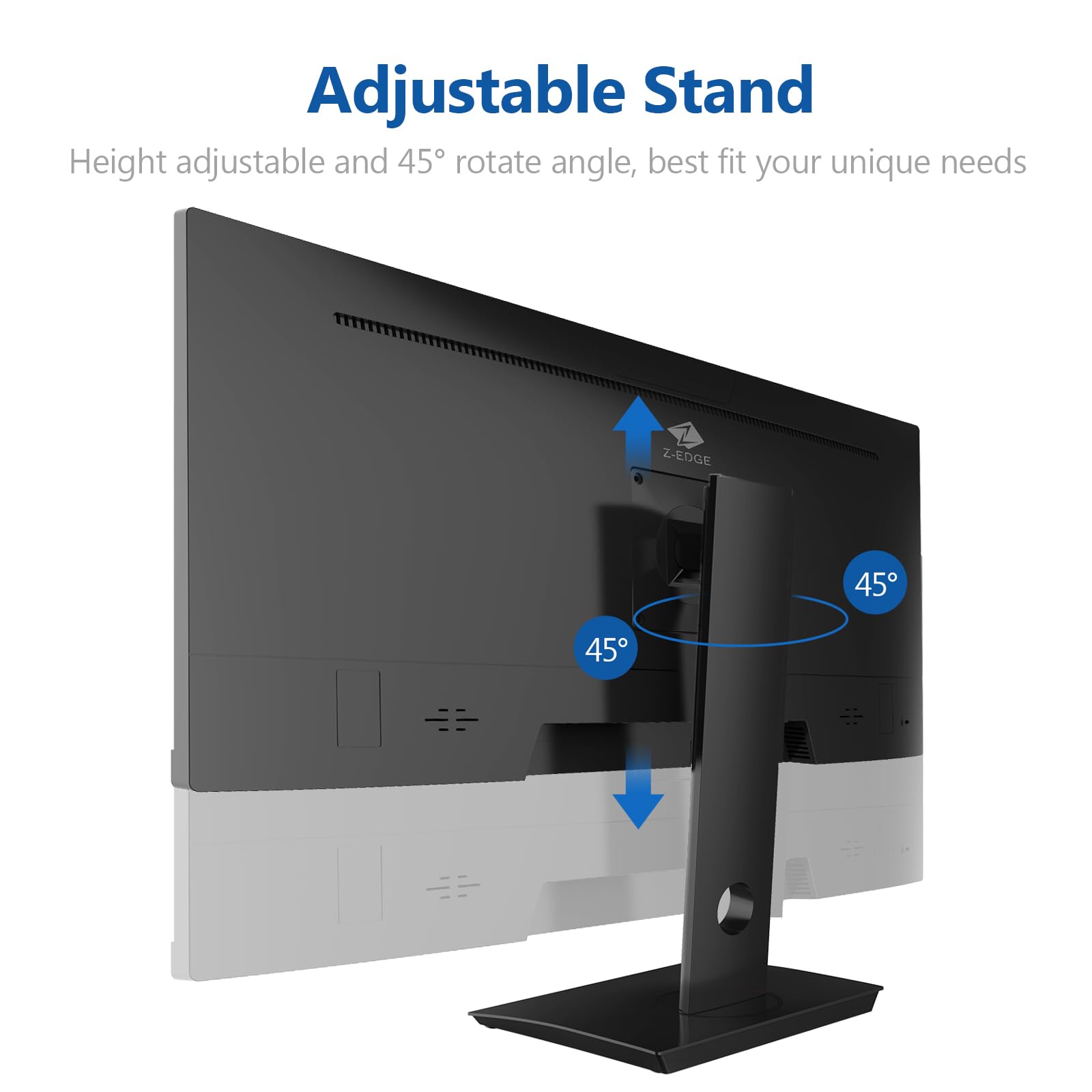Z-Edge 34 Inch Curved Gaming Monitor Ultrawide 165Hz(DP) 100Hz(HDMI) 1ms MPRT 21:9 3440x1440 WQHD R1500 Curved Screen, Tilt/Swivel/Height Adjustable, FreeSync, HDMI, DisplayPort