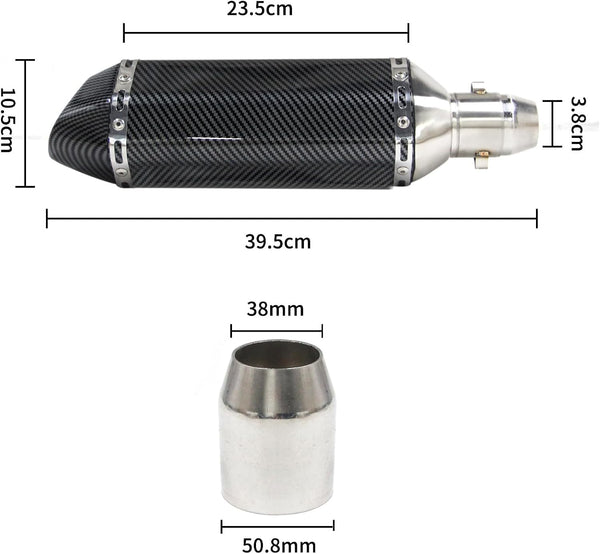 38mm 51mm Universal Motorcycle Golden Muffler Exhaust Stainless Steel Slip on Exhaust Pipe 1.5" 2" for Dirt Bike Street Bike Scooter ATV