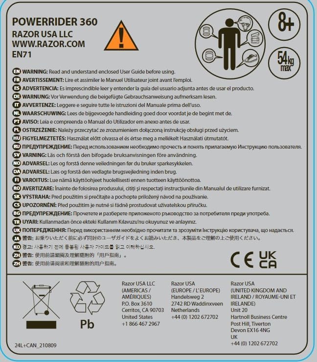 Razor PowerRider 360 – Electric Tricycle, Up to 9 mph, Welded Steel Fork, 12V Powered Ride-On for Ages 8 and Up