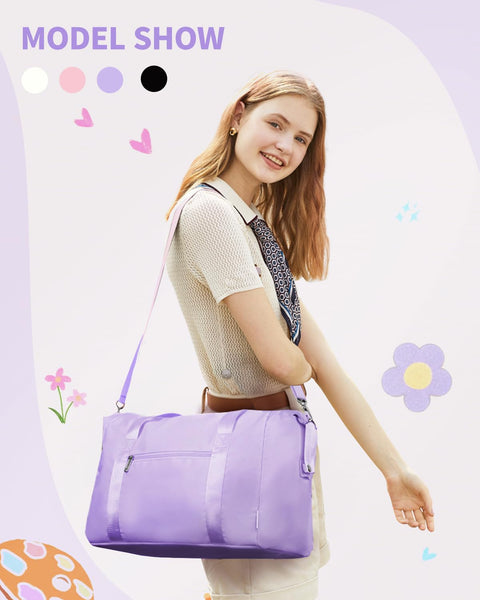 Narwey for Ryanair Cabin Bag 40x20x25 Underseat Ryan Air Bag Foladble Travel Duffel Hospital Carry on Hand Luggage Holdall Weekend Overnight Bag for Women and Men 20L (Beige with Green Straps)