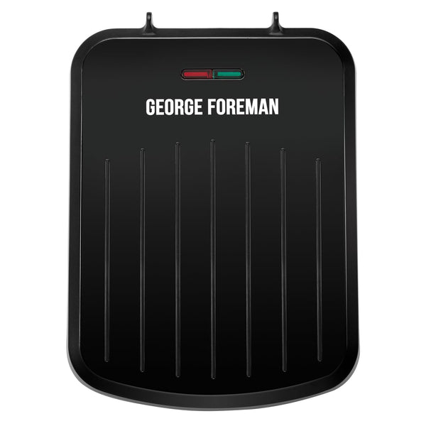 George Foreman Medium Electric Fit Grill [Non stick, Healthy, Griddle, Toastie, Hot plate, Panini, BBQ, Energy saving, Vertical storage, Easy clean, Drip tray, Ready to cook light] Black, 1630W 25810