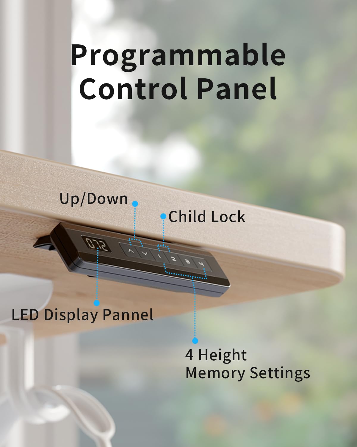 FEZIBO Height Adjustable Electric Standing Desk, 120 * 60 cm Stand up Table, Sit Stand Home Office Desk with Splice Board, White Frame/Maple Top
