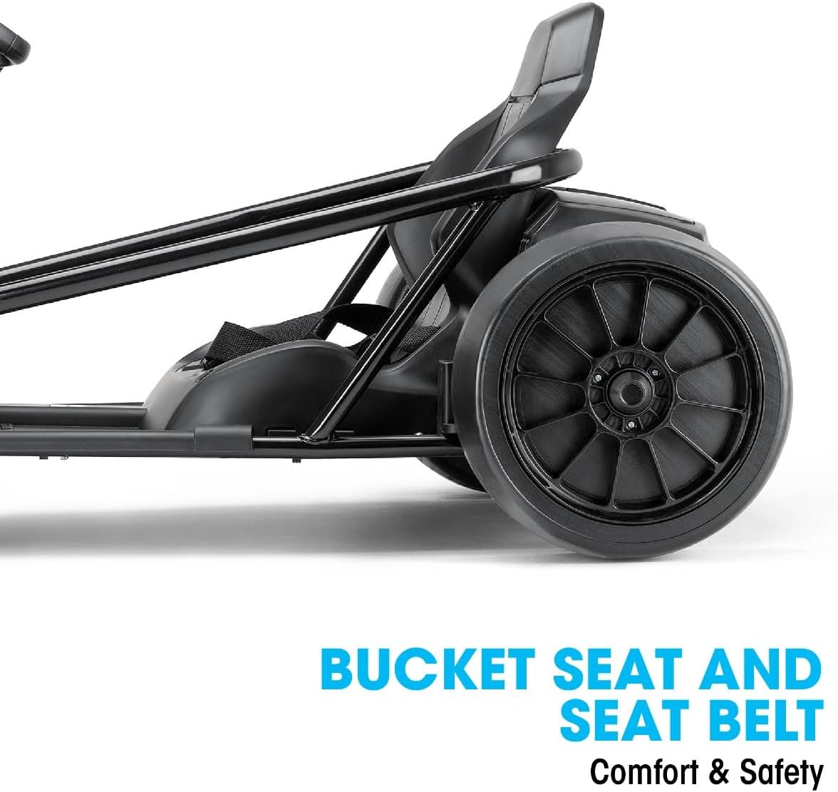 Xootz Comet Electric Go Kart, Kids Ride-On Racing Go Kart, 2 Speed with Drift Mode and Reversing, Steering Wheel, and Pedals, 2 x 12V Rechargeable Batteries, Custom, Black