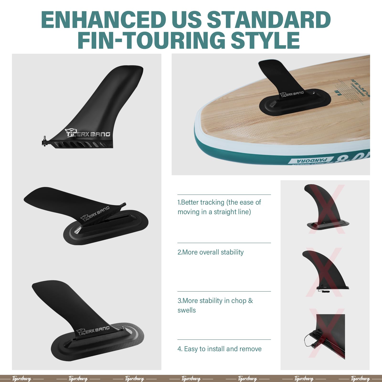 TIGERXBANG Paddle Board, 10.8' Stand Up Paddleboarding with Premium Complete Inflatable SUP Accessories, Extra Wide Paddleboards for Adults & Kids-Pandora Collection