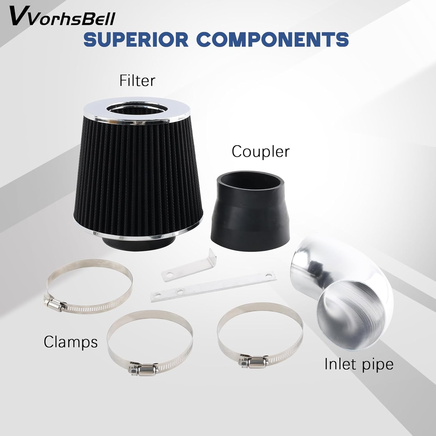 VVORHSBELL Short Ram Air Intake Kit Compatible with 1999-2005 BMW E46 323i 325i 328i 330i M54 I6 Engine High Performance Aluminum Intake System Washable Air Filter, Horsepower Boost