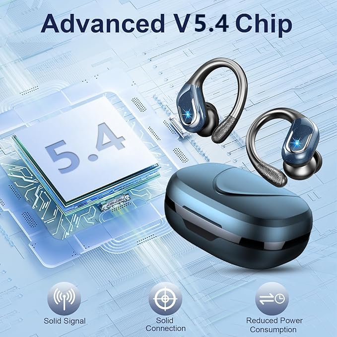 Wireless Earbuds, Bluetooth 5.4 Headphones with ENC Mic, 75H Stereo Noise Cancelling Ear Buds, Wireless Headphones with Sports Earhooks, LED Display, IP7 Waterproof Bluetooth Earphones for Running Gym