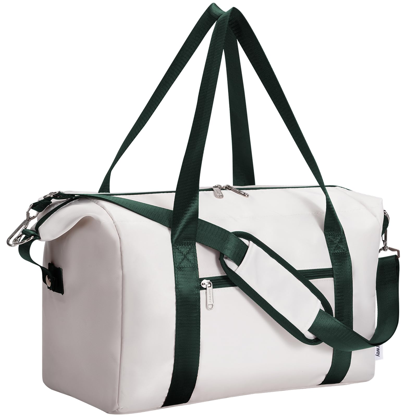 Narwey for Ryanair Cabin Bag 40x20x25 Underseat Ryan Air Bag Foladble Travel Duffel Hospital Carry on Hand Luggage Holdall Weekend Overnight Bag for Women and Men 20L (Beige with Green Straps)