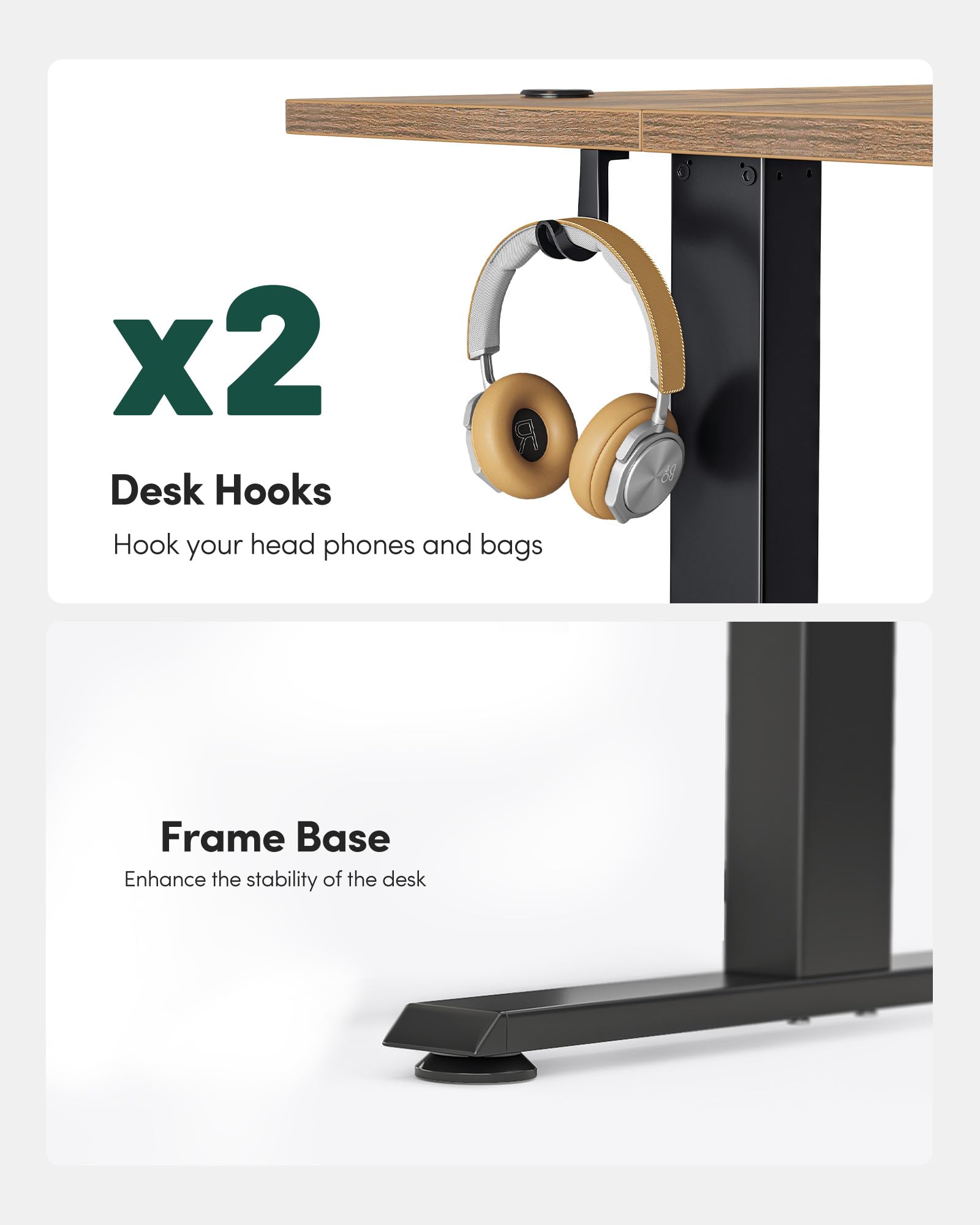 FEZIBO Height Adjustable Electric Standing Desk, 120 * 60 cm Stand up Table, Sit Stand Home Office Desk with Splice Board, White Frame/Maple Top