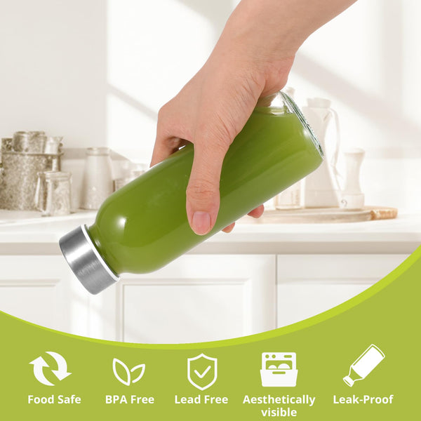 LIMILI Glass Bottles With Stainless Steel Lids, 300/350/750/1000ML Water Bottles, Leak Proof Reusable Drinking Bottles for Hot Cold Drinks, Work, Gym, Home