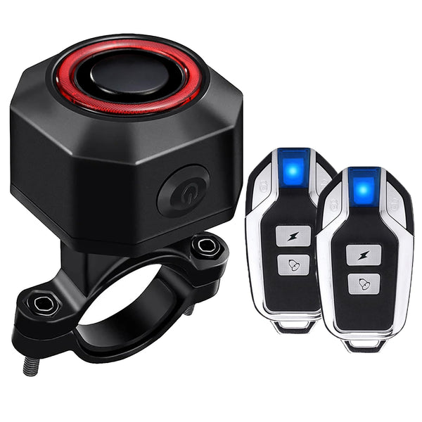 2 X Anti-Theft Bike Alarm with Remote, Waterproof Bicycle Vibration Alarm with Tail Light Brake Light for e-Bike Motorbike Electric Tricycle Scooter Motorcycle, Super Loud 110dB, 7 Level Sensitivity