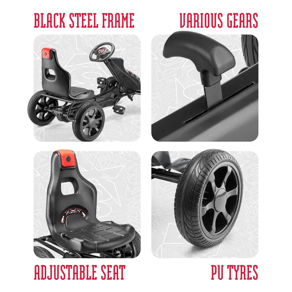 Xootz Pedal Go Kart | Venom and Viper Kids Ride-On Race Car with Gears, Handbrake and Adjustable Seat, Multiple Styles