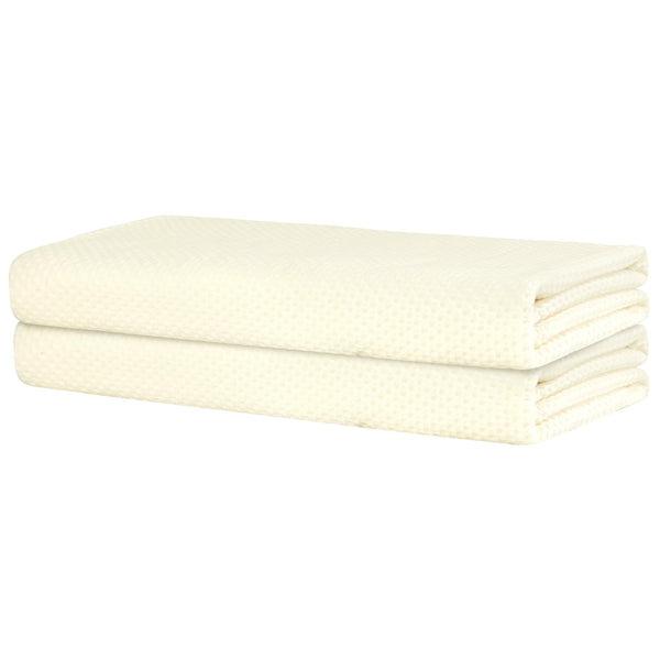 Uxcell Waffle Cotton Bath Towels, 2 Pack Bath Sheets, Solid Soft Towels for Bathroom, Gym, SPA, Yoga Beige 70cm x 140cm