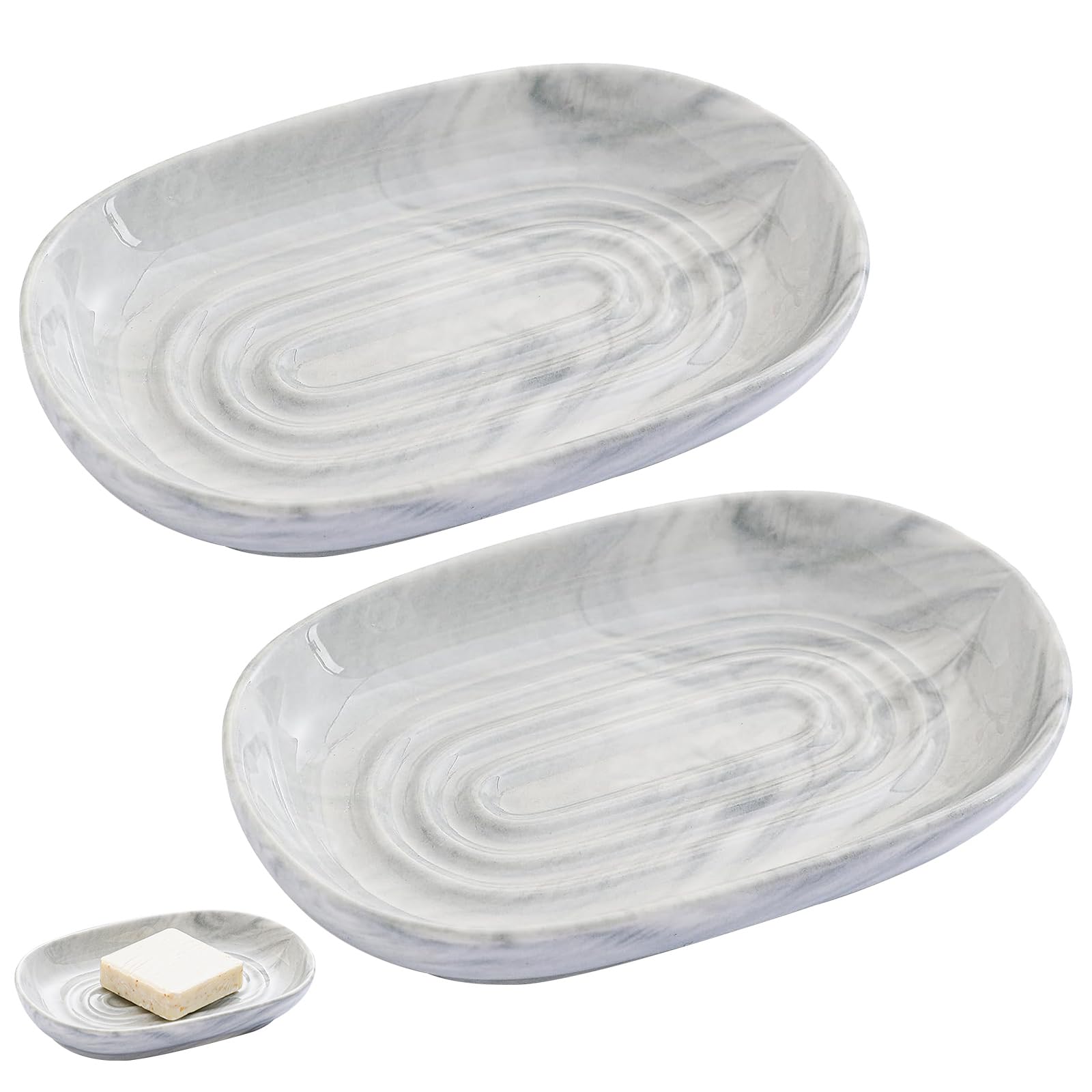 2 Pcs Soap Dishes for Bathroom Ceramic Soap Dish Keep Dry & Easy Cleaning for Shower Bathroom Kitchen Counter Top Shelf Home Travel Camping Gym Sealed