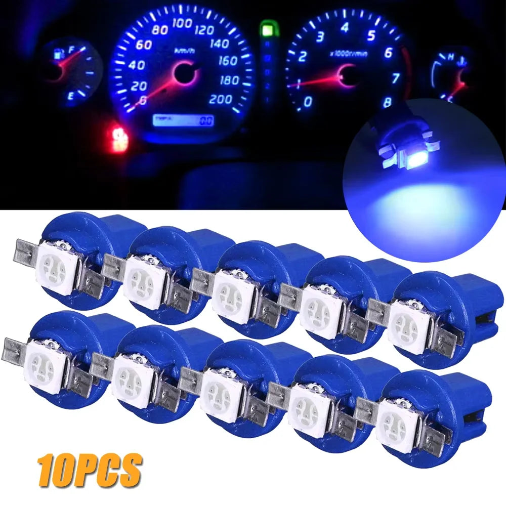 10Pcs B8.5D 509T B8.5 5050 Led Auto Car LED Dashboard Bulbs Instrument Panel Wedge Indicator Lights Cluster Gauges Lamp 12VDC