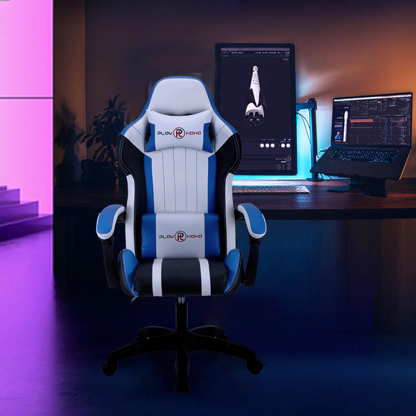 T-THREE.Ergonomic Leather Gaming Chair Height Adjustable with Headrest and Lumbar Support(Orange)