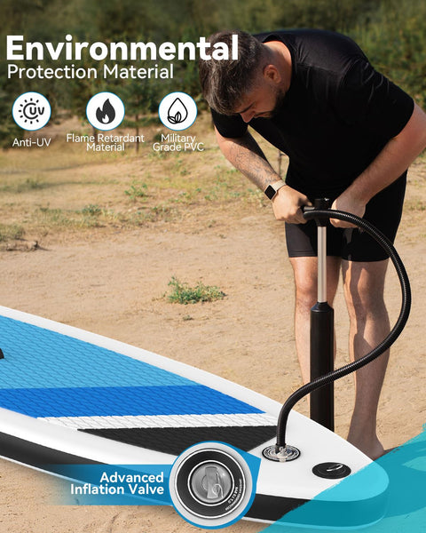 Inflatable Stand Up Paddle Board 10'5''×30''×6'', SUP Inflatable Paddle Boards Ultra Light Surfing Board Kit for Adults, Set with Adjustable Paddle Hand Pump Fin Backpack Phone Case Repair Kit
