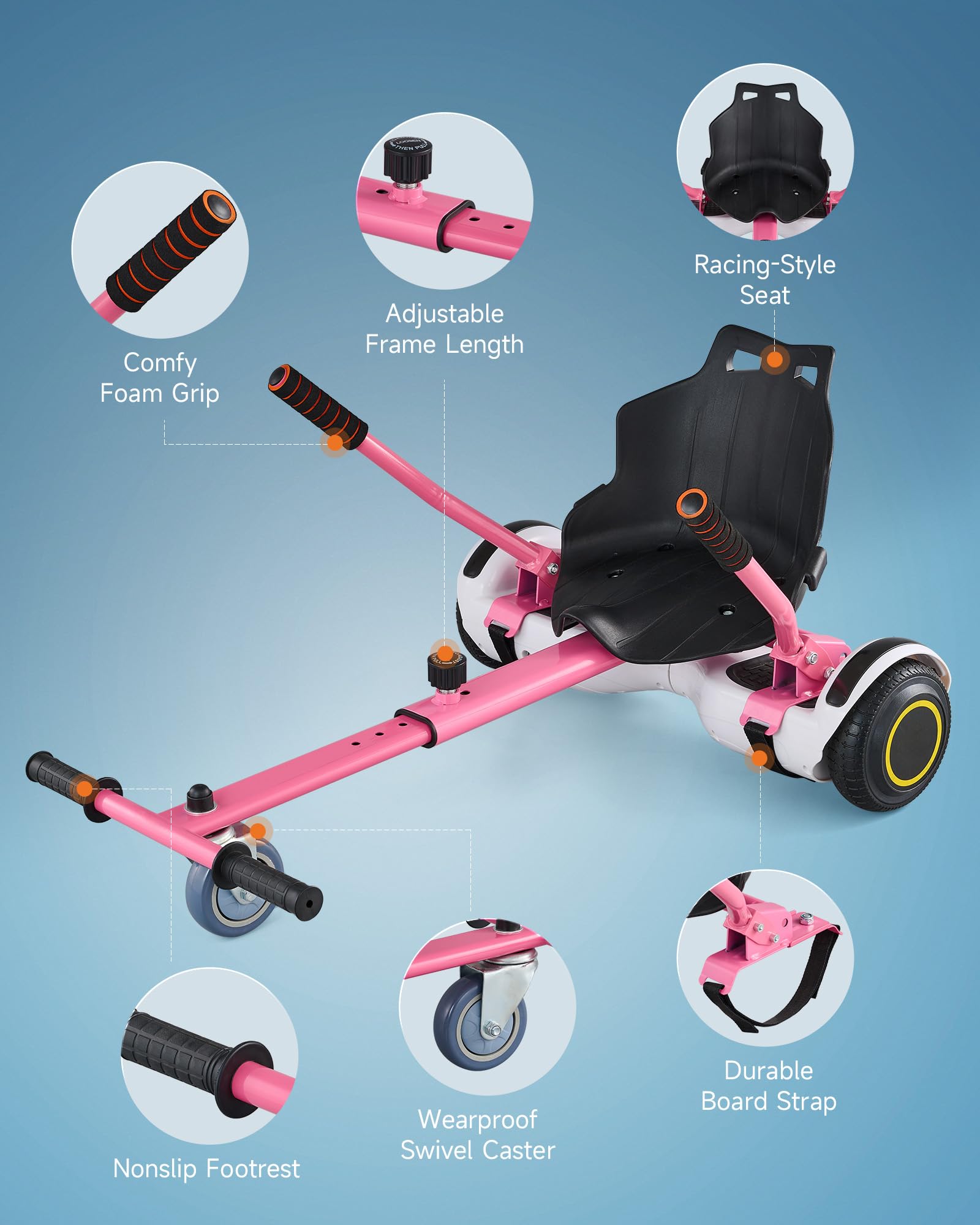 CO-Z Hoverboard Go Kart Adjustable Hoverkart Seat for Electric Self Balancing Scooters Fit Hover Board Sizes 6.5", 8" And 10" Hoverkart For