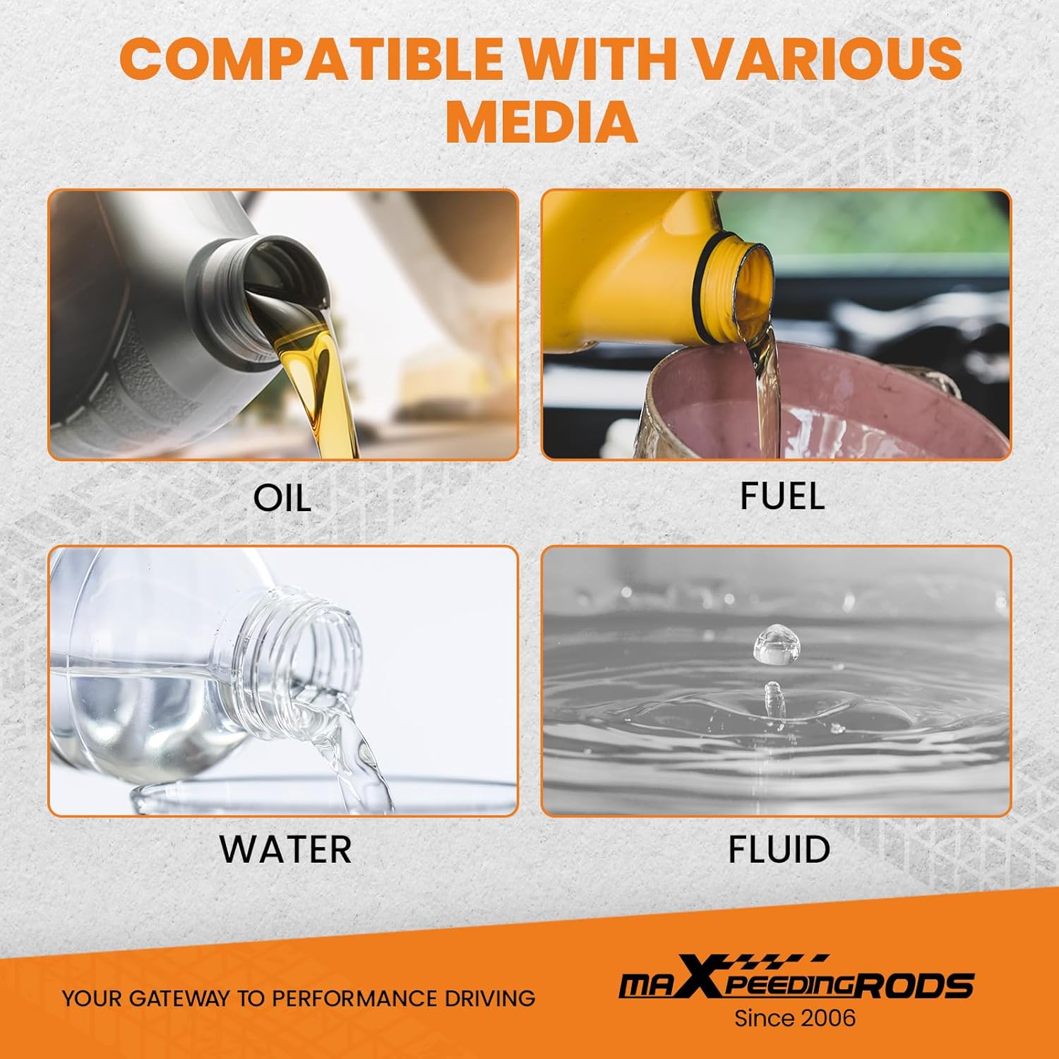 maXpeedingrods AN6 5M Stainless Steel Flexible Braided Fuel Hose Remote Oil Cooler Line Coolant Pipe 0.55", with Hose End Fitting Adapters