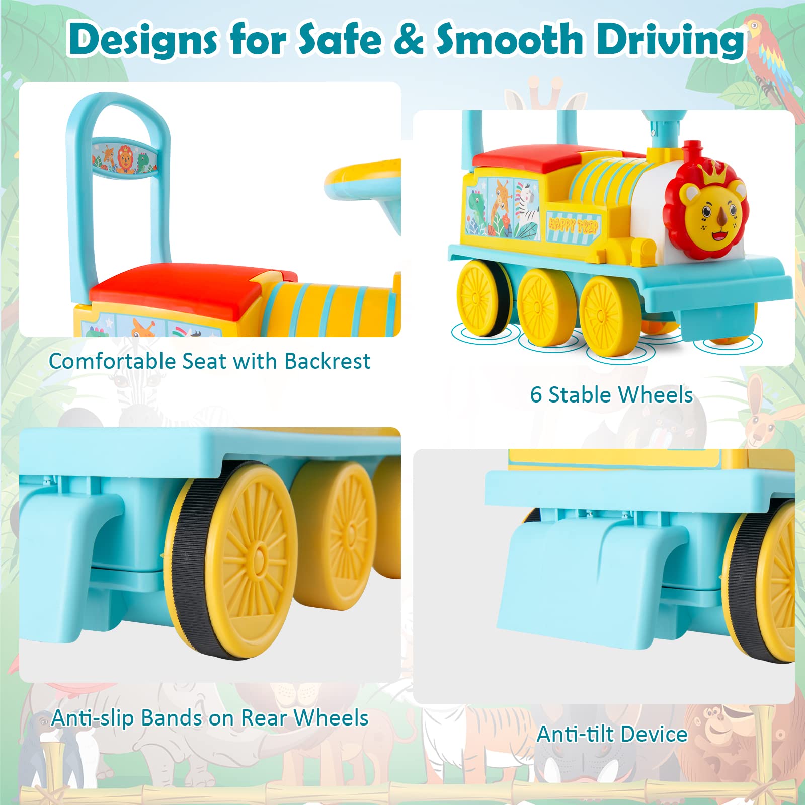 Maxmass Ride On Train and Track, 6V Battery Powered Electric Car with Storage Seat, Music & Lights, Kids Ride On Toy for 18+ Months (Black)