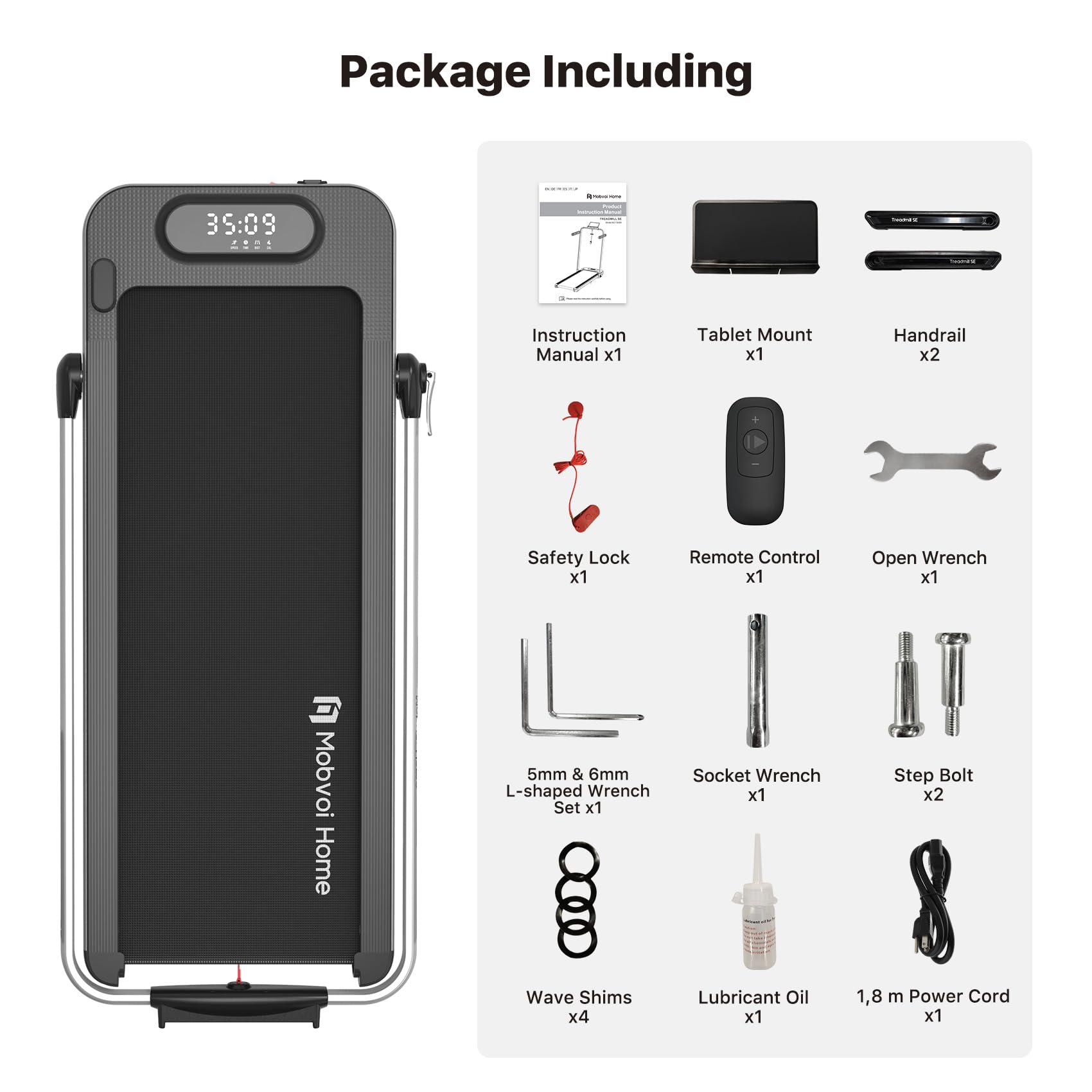 Mobvoi Home Treadmill SE 3 in 1 Foldable Treadmill for Home Walking Pad 2.5 HP Compact Portable folding Under Desk Running Machine with Remote Control LED Display for Home Office 12 km/h