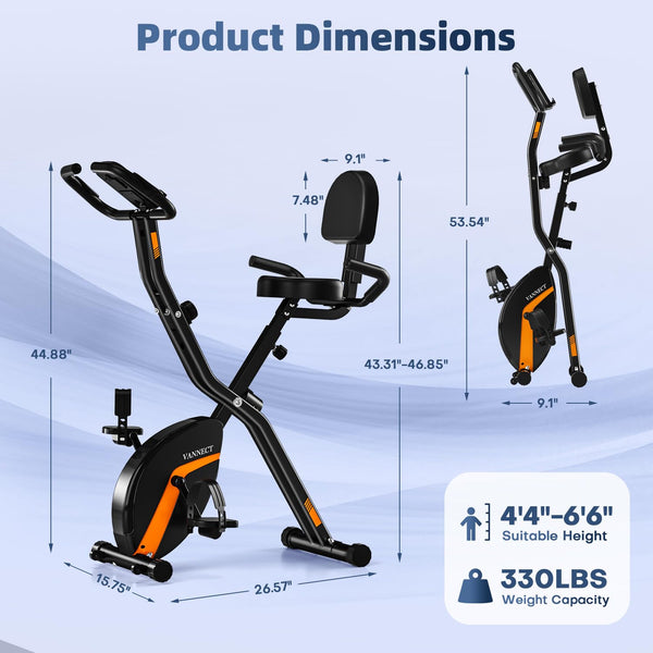 2025 New Exercise Bike Foldable with 16 Levels Magnetic Resistance, Folding Cycling Bike with LCD Display & Heart Rate Sensor, Oversized Saddle with Backrest, Foldable Fitness Bicycle For Home Gym