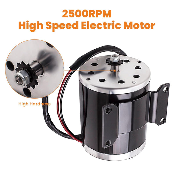 maXpeedingrods Electric DC Motor Brushed Scooter with Bracket for Go Kart DIY Scooter E Bike 500W 24V
