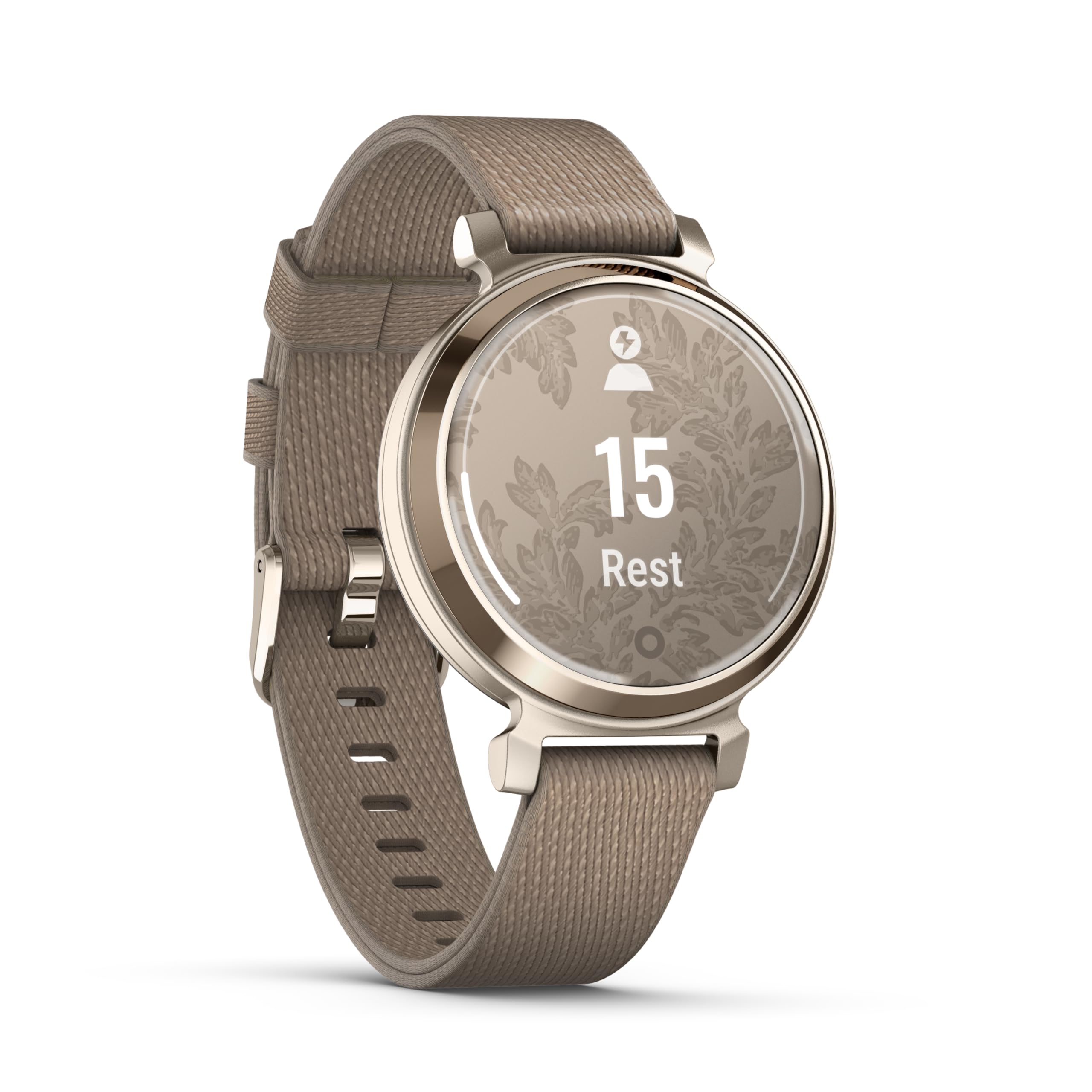 Garmin Lily 2, Stylish Small 35mm Smartwatch and Fitness Tracker with Hidden Display, Patterned Lens , Bright Touchscreen Display and up to 5 days battery life, Coconut
