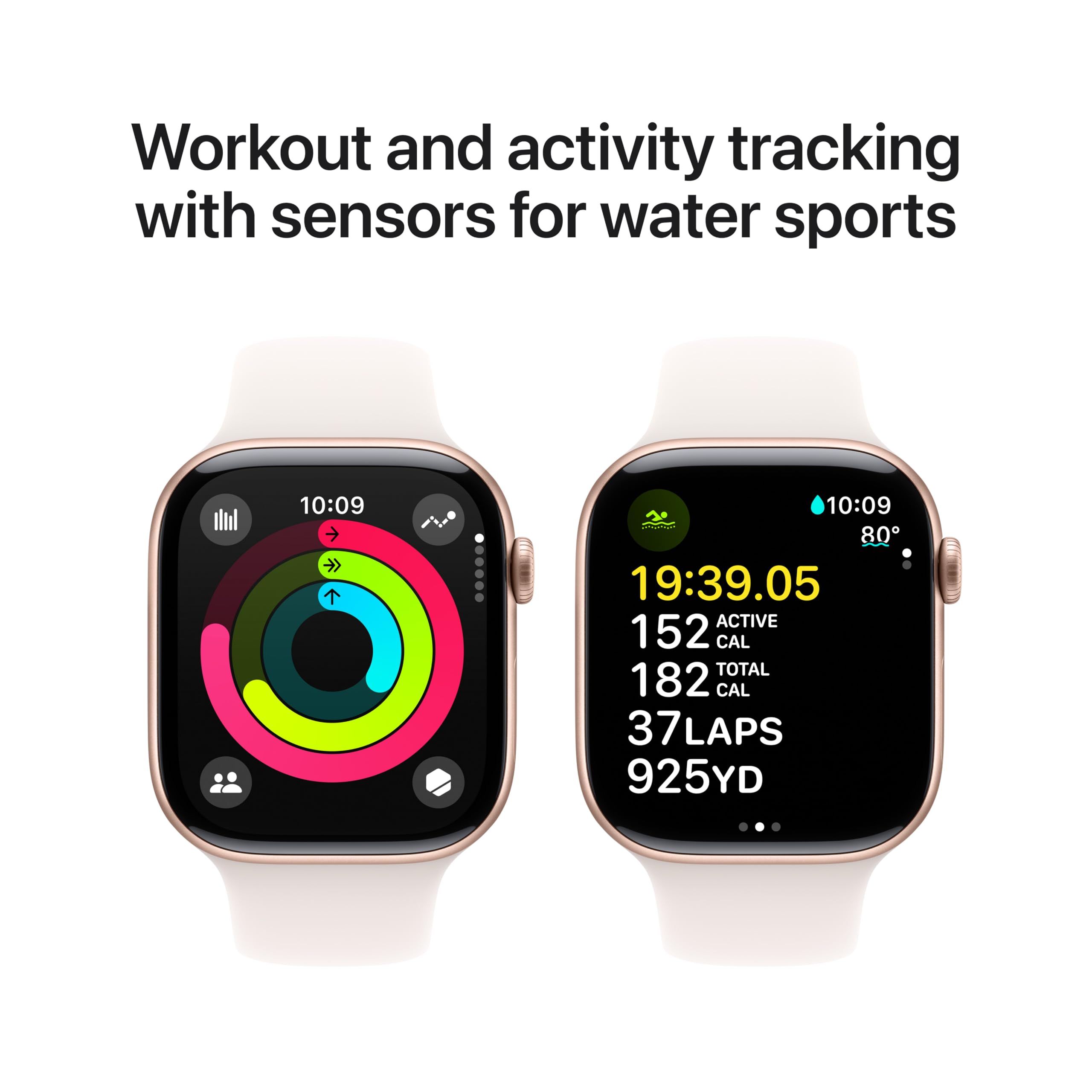 Apple Watch Series 10 GPS 42 mm Smartwatch with Jet Black Aluminium Case with Black Sport Band - M/L. Fitness Tracker, ECG App, Always-On Retina Display, Water Resistant