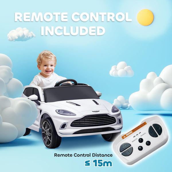 AIYAPLAY 12V Kids Electric Car, Aston Martin DBX Licensed Kids Ride on Car with Remote Control, 4 Suspension Wheels, LED Lights, Music, Horn, Slow Start, for Ages 3-6 Years, Blue