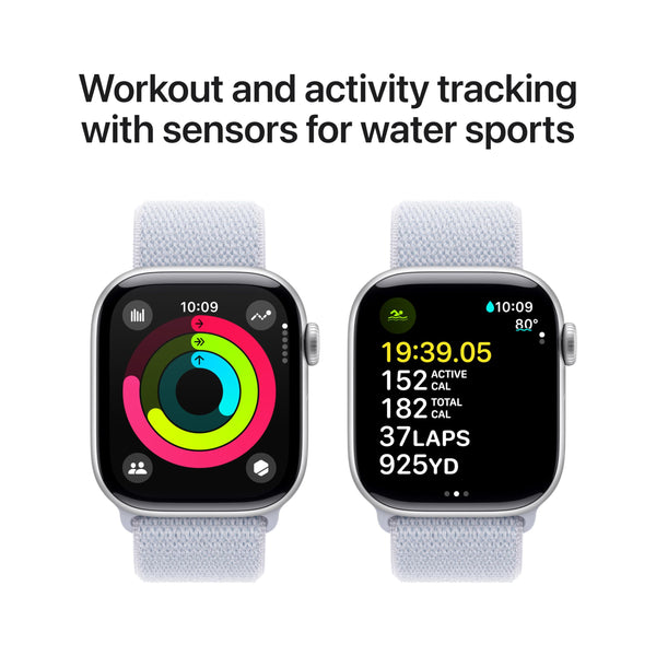 Apple Watch Series 10 GPS 42 mm Smartwatch with Jet Black Aluminium Case with Black Sport Band - M/L. Fitness Tracker, ECG App, Always-On Retina Display, Water Resistant